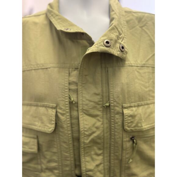 RUFF HEWN VTG Fishing Hunting Vest Mens L Tan Nylon Mesh Lined Outdoors Zip Snap - Picture 2 of 5